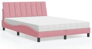 3208603 vidaXL Легло с матрак Hanko, розово, 140x200 см, кадифе