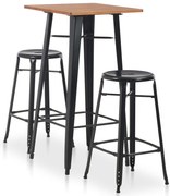 276845 vidaXL Бар комплект от 3 части, стомана, черен