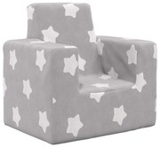 4104790 vidaXL Детски диван, светлосив, на звезди, мек плюш