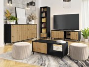 Комплект за хол Comfivo F102Artisan дъб, Черен, Отделни части, С TV маса, С допълнително оборудване, Ламинирано ПДЧ