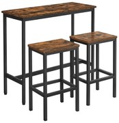 Комплект барна маса и 2x барни стола BARTIS кафяв/черен
