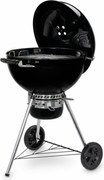 Барбекю на дървени въглища Weber Master Touch WB 14701004, 57 cm, Емайлирана стомана, Регулатор за въздух, 2 Гумени колела, Вграден термометър, Черен