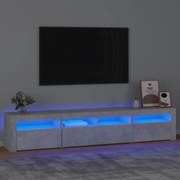 3152733 vidaXL ТВ шкаф с LED осветление, бетонно сив, 210x35x40 см