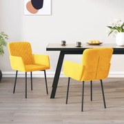 344786 vidaXL Трапезни столове, 2 бр, жълти, кадифе
