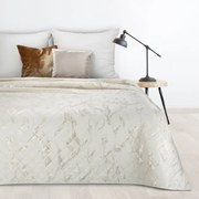 Кадифена покривка за легло с мраморен принт - бяла Ширина: 200 см | Дължина: 220 см