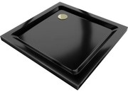 Mexen Flat квадратен плосък душ-кабина 100 x 100 cm, черен, сифон златен- 40701010G