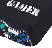 Черен еластичен единичен детски чаршаф 90x190 cm Game Over – Catherine Lansfield