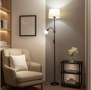 Brilagi - Подова лампа CERIA 1xE27/100W/230V + 1xE14/25W черна/бежова