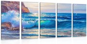 картини от 5 части – Морски вълни на брега