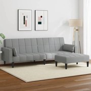 3258123 vidaXL 2-местен диван с табуретка, светлосив, текстил