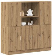 3324159 vidaXL Комплект кухненски шкафове 3 части дъб артизан инженерно дърво