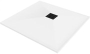 Mexen Stone+ композитен квадратен душ поддушник 80 x 80 см, бял, черен капак - 44108080-B
