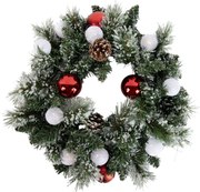 Коледен венец бял с червено 45 см, включително LED с таймер - Jack