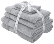 Светлосиви памучни хавлии и кърпи за баня в комплект от 6 бр. от тери Anti-Bacterial – Catherine Lansfield