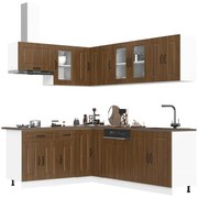 3314888 vidaXL Комплект кухненски шкафове, 11 части, "Kalmar", кафяв дъб, инженерна дървесина