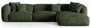 Зелен кадифен модулен ъглов диван (десен ъгъл) Martina – Micadoni