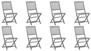 3078289 vidaXL Сгъваеми градински столове, 8 бр, акация масив