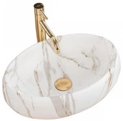REA-U8568 - Умивалник за плот LINDA 34x48,5 см керамика/мраморен декор