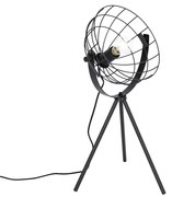 Индустриална триножна настолна лампа черна регулируема - Hanze