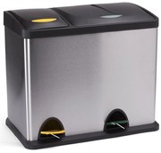 Стоманено кошче за боклук за рециклиране с педал в матово сребрист цвят 18+8 l Tri Selectif – MSV
