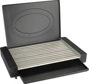 Електрическа скара с капак Oliver Voltz OV51015QC, 1800W, 35x22 см, 12 ребра, Tавичка за мазнина, Черен