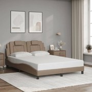 3208100 vidaXL Рамка за легло с табла, капучино, 140x200 см, изкуствена кожа