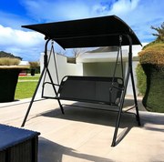 Елегантна градинска люлка за 3 души – черна