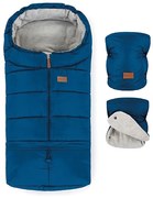 PETITE&MARS - Детски спален чувал 3в1 JIBOT + ръкавици за количка синьо