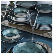 Комплект за хранене, 18 части, син порцелан