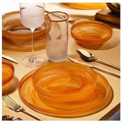 Комплект за хранене, 18 части, оранжево/стъкло