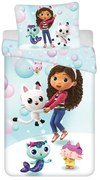Единично детско спално бельо от микрофибър 140x200 cm Gabby's Dollhouse "bubbles" – Jerry Fabrics