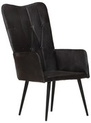 Sonata H Wingback стол, черен, естествена кожа