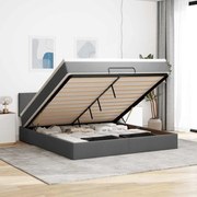 3312237 vidaXL Османска легло с матрак и LED, тъмносиво, 160x200 см, плат