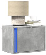 852096 vidaXL Нощни шкафчета за стена с LED осветление, 2 бр, бетонно сиви