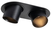 Вграден прожектор черен GU10 50mm 2-светлина - Installa