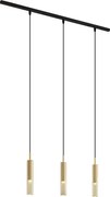 Модерна релсова система черна с 3 висящи лампи златни с кехлибарено стъкло 1-фазна - Slimline Loyce