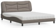 3208545 vidaXL Легло с матрак Hvar, таупе, 160x200 см, плат