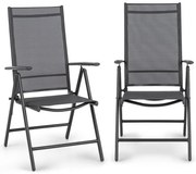 Blumfeldt Almeria Garden Chair, сгъващ се стол, комплект 2 броя, 56,5 x 107 x 68 cm, ComfortMesh, цвят антрацит