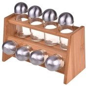 Бамбукова стойка с 8 бурканчета за подправки Despacito Descpacito - Bambum