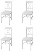 241511 vidaXL Трапезни столове, 4 бр, бели, борова дървесина
