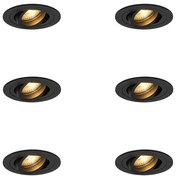 Комплект от 6 модерни вградени спота черни - Rondoo