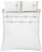 Бяло двойно удължено спално бельо 230x220 cm Milo Bow – Catherine Lansfield