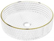 Mexen Aura стъклена мивка с монтаж на плот 39 x 39 cm, прозрачна/златна - 24013905