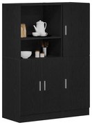 3324143 vidaXL Комплект кухненски шкафове от 2 части, черен, инженерно дърво