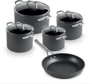 Комплект тенджери и тигани Ninja Zerostick Premium C35005DE, 9 части, Незалепваща технология, До 260C, Индукция, Черен