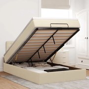 3311537 vidaXL Османска легло с матрак, кремаво, 120x200 см, плат