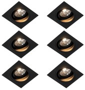 Комплект от 6 Модерен вграден прожектор черен регулируем - Chuck 70