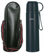 Термос с калъф Rosberg R52010FB, 0.5 л, Двуслойна вакуумна изолация, Капак чаша, Черен