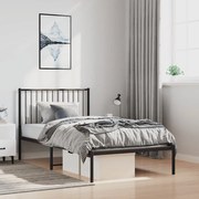 350858 vidaXL Метална рамка за легло с горна табла, черна, 100x190 см
