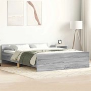 3203794 vidaXL Рамка за легло с горна и долна табла, сив сонома, 135x190 см